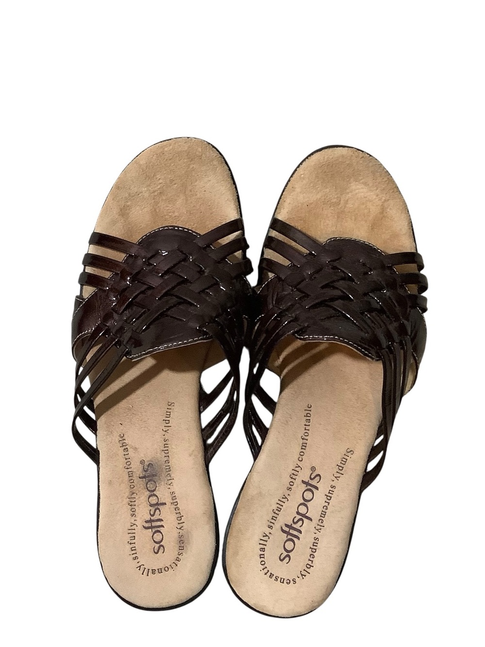 Softspots Dark Brown Woven Slip-On Sandals